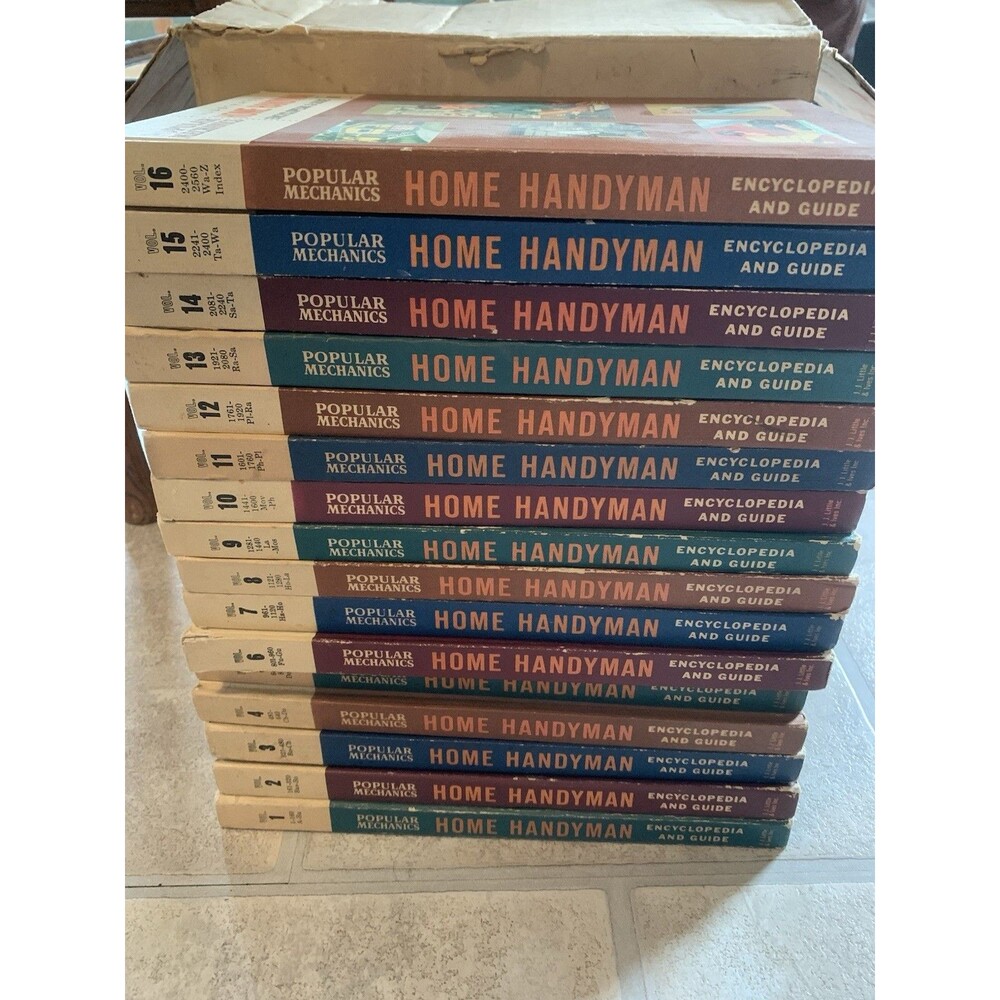 Popular Mechanics Home Handyman Encyclopedias -Full Set 1961 Vol 1-16 Hardcover.